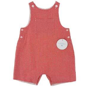 Edgehill Collection Red Gingham Jon Jon Shortall Romper Baby Boys Sz 18M